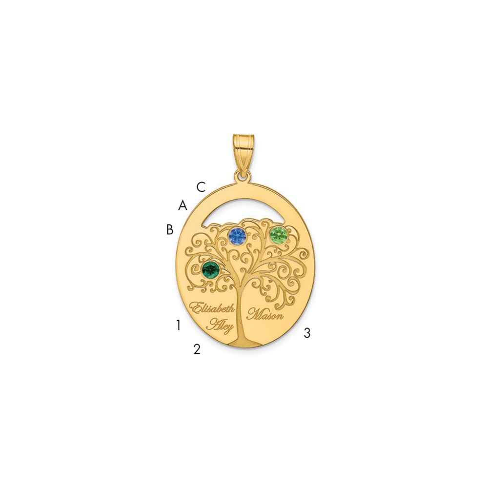 Sterling Silver/Gold-plated 3 Birthstone with SS Bezel Family Pendant
