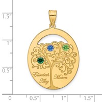 SSilver Gold-plated 3 Birthstone Pendant with SSilver Bezel Family view 3