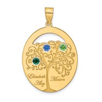 SSilver Gold-plated 3 Birthstone Pendant with SSilver Bezel Family view 2