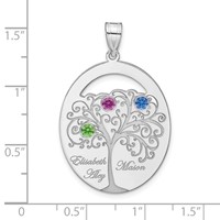 SSilver Rhod-plated 3 Birthstone Pendant with SSilver Bezel Family view 3