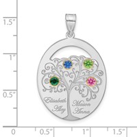 Sterling Silver Rhod-plated 4 Birthstone Pendant with 14K Bezel Family view 3