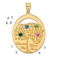 SSilver Gold-plated 4 Birthstone Pendant with SSilver Bezel Family view 1