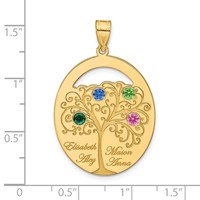 SSilver Gold-plated 4 Birthstone Pendant with SSilver Bezel Family view 3
