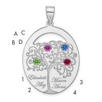 SSilver Rhod-plated 4 Birthstone Pendant with SSilver Bezel Family view 1