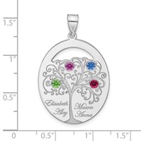 SSilver Rhod-plated 4 Birthstone Pendant with SSilver Bezel Family view 3