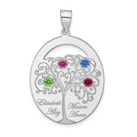 SSilver Rhod-plated 4 Birthstone Pendant with SSilver Bezel Family view 2