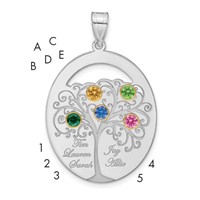 Sterling Silver Rhod-plated 5 Birthstone Pendant with 14K Bezel Family view 1
