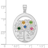 Sterling Silver Rhod-plated 5 Birthstone Pendant with 14K Bezel Family view 3