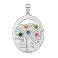 Sterling Silver Rhod-plated 5 Birthstone Pendant with 14K Bezel Family view 2