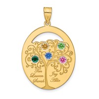 SSilver Gold-plated 5 Birthstone Pendant with SSilver Bezel Family view 2