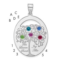SSilver Rhod-plated 5 Birthstone Pendant with SSilver Bezel Family view 1