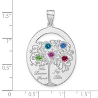 SSilver Rhod-plated 5 Birthstone Pendant with SSilver Bezel Family view 3