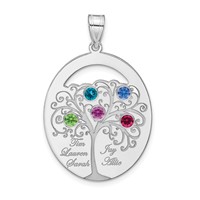 SSilver Rhod-plated 5 Birthstone Pendant with SSilver Bezel Family view 2