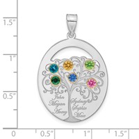 Sterling Silver Rhod-plated 6 Birthstone Pendant with 14K Bezel Family view 3