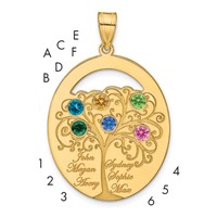 SSilver Gold-plated 6 Birthstone W SSilver Bezel Family Pendant view 1