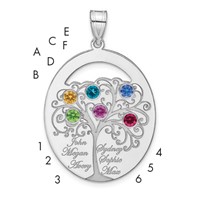 SSilver Rhod-plated 6 Birthstone Pendant with SSilver Bezel Family view 1