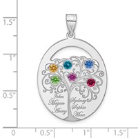 SSilver Rhod-plated 6 Birthstone Pendant with SSilver Bezel Family view 3
