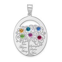 SSilver Rhod-plated 6 Birthstone Pendant with SSilver Bezel Family view 2