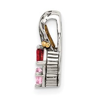 Sterling Silver Antiqued Pendant with 14K 2-stone Mother's view 3