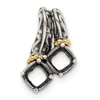 Sterling Silver Antiqued Pendant with 14K 2-stone Mother's view 5