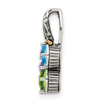 Sterling Silver Antiqued Pendant with 14K 3-stone Mother's view 3
