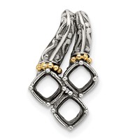 Sterling Silver Antiqued Pendant with 14K 3-stone Mother's view 5