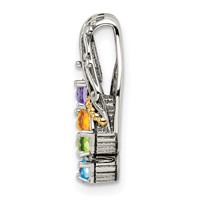 Sterling Silver Antiqued Pendant with 14K 4-stone Mother's view 3