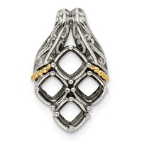 Sterling Silver Antiqued Pendant with 14K 4-stone Mother's view 5