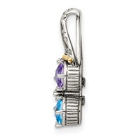 Sterling Silver Antiqued Pendant with 14K 5-stone Mother's view 3