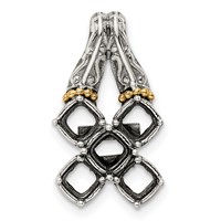 Sterling Silver Antiqued Pendant with 14K 5-stone Mother's view 5