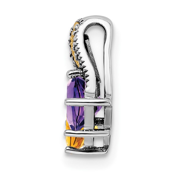 Sterling Silver & 14k Birthstone and Diamond Mother's Pendant Semi-Mount