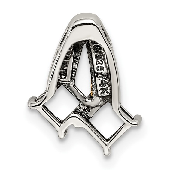 Sterling Silver & 14k Birthstone and Diamond Mother's Pendant Semi-Mount