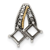 Sterling Silver Antiqued Pendant with 14K 2-stone with Diamond Mother's view 5