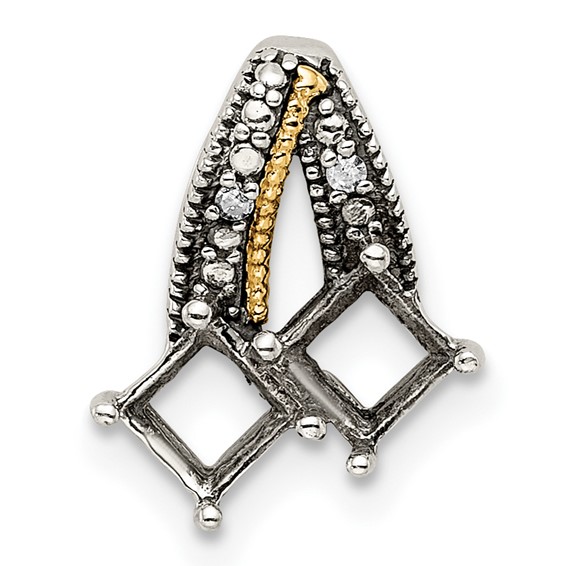 Sterling Silver & 14k Birthstone and Diamond Mother's Pendant Semi-Mount