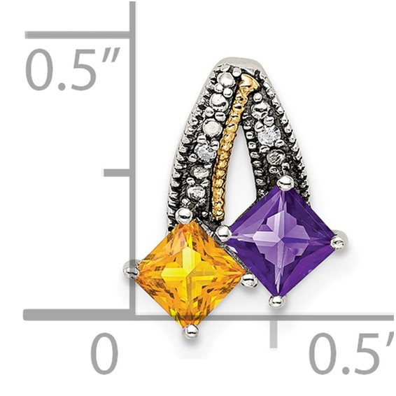 Sterling Silver & 14k Birthstone and Diamond Mother's Pendant Semi-Mount