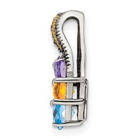 Sterling Silver Antiqued Pendant with 14K 3-stone with Diamond Mother's view 3