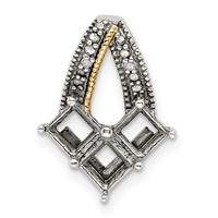 Sterling Silver Antiqued Pendant with 14K 3-stone with Diamond Mother's view 5