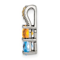 Sterling Silver Antiqued Pendant with 14K 4-stone with Diamond Mother's view 3