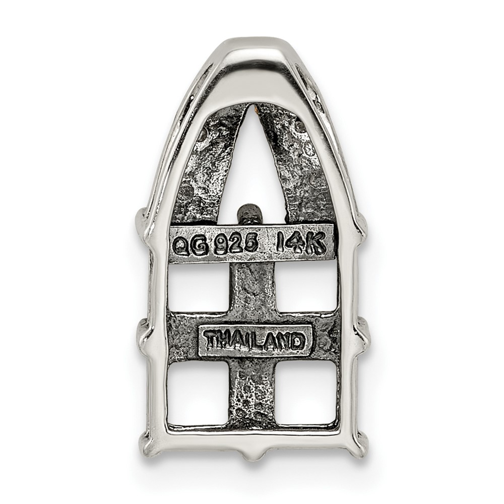 Sterling Silver Antiqued w/14k 4-stone w/Diamond Mothers Pendant Semi-Mount (QMPD12/4)