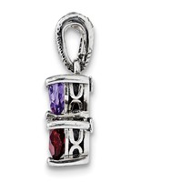 Sterling Silver Antiqued Pendant with 14K 2-stone Mother's view 3