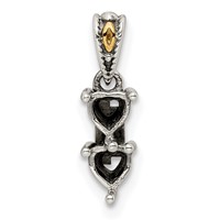Sterling Silver Antiqued Pendant with 14K 2-stone Mother's view 5