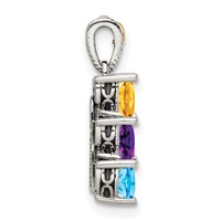 Sterling Silver Antiqued Pendant with 14K 3-stone Mother's view 3