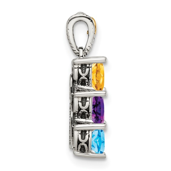 Sterling Silver & 14k Birthstone Mother's Pendant Mounting