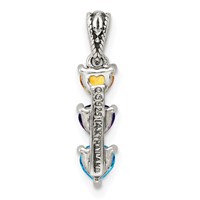 Sterling Silver Antiqued Pendant with 14K 3-stone Mother's view 4