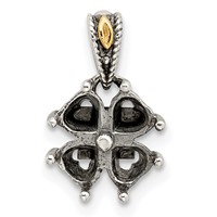 Sterling Silver Antiqued Pendant with 14K 4-stone Mother's view 5
