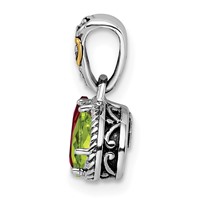 Sterling Silver Antiqued Pendant with 14K 2-stone with Diamond Mother's view 3