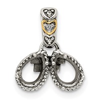 Sterling Silver Antiqued Pendant with 14K 2-stone with Diamond Mother's view 5