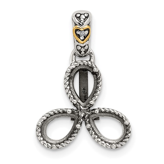 Sterling Silver & 14k Birthstone and Diamond Mother's Pendant Semi-Mount