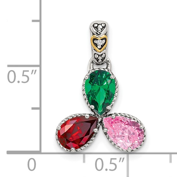 Sterling Silver & 14k Birthstone and Diamond Mother's Pendant Semi-Mount