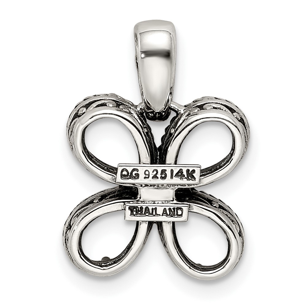 Sterling Silver Antiqued w/14k 4-stone w/Diamond Mothers Pendant Semi-Mount (QMPD20/4)